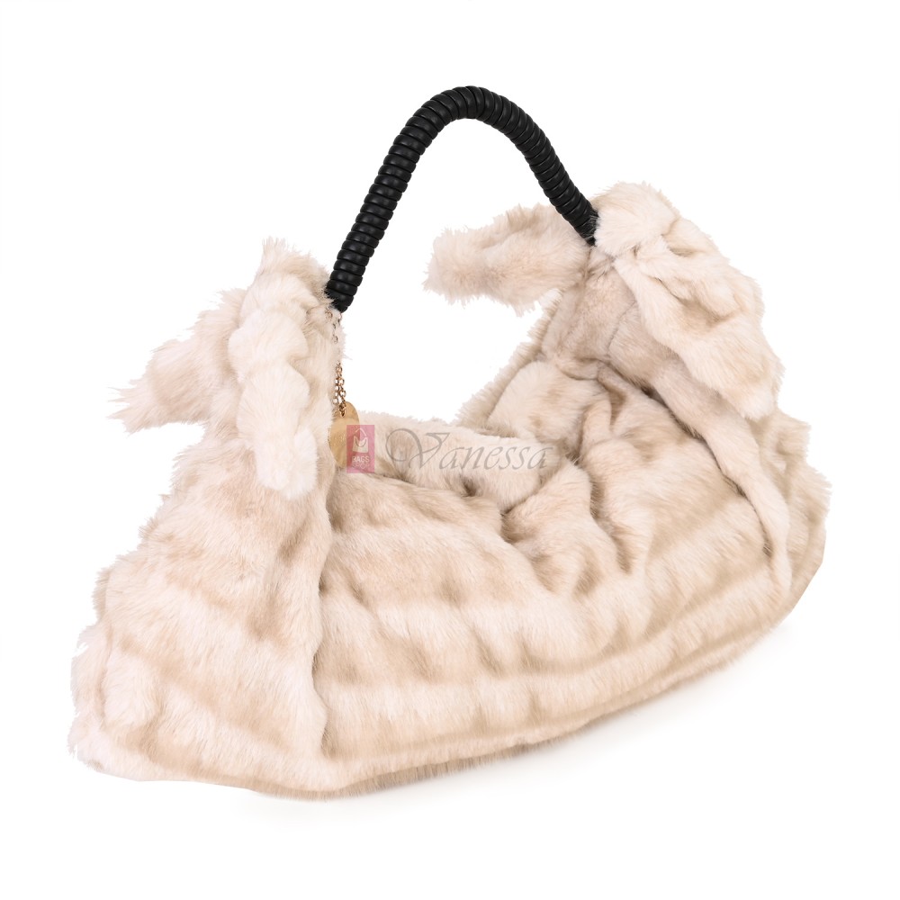 Голяма дамска чанта от текстил, в светлобежов цвят. Код: 235