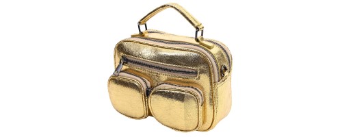 Дамска чанта от лъскава еко кожа в златист цвят Код: 0282