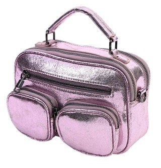 Дамска чанта от лъскава еко кожа в лилав цвят Код: 0282