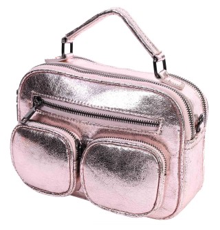 Дамска чанта от лъскава еко кожа в розов цвят Код: 0282