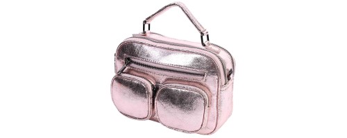 Дамска чанта от лъскава еко кожа в розов цвят Код: 0282