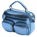 Дамска чанта от лъскава еко кожа в син цвят Код: 0282