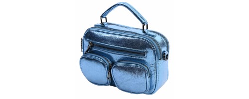 Дамска чанта от лъскава еко кожа в син цвят Код: 0282