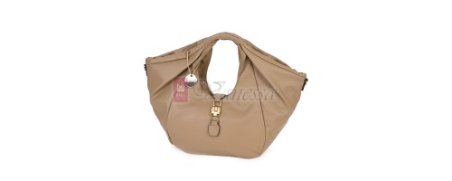 Голяма дамска чанта, от висококачествена еко кожа, в бежов цвят. Код: 0319