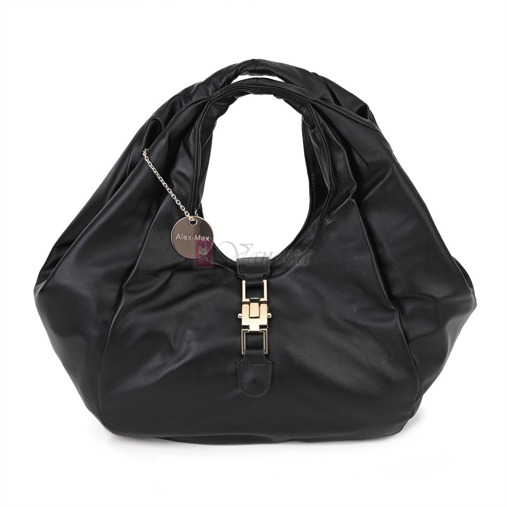 Голяма дамска чанта, от висококачествена еко кожа, в черен цвят. Код: 0319