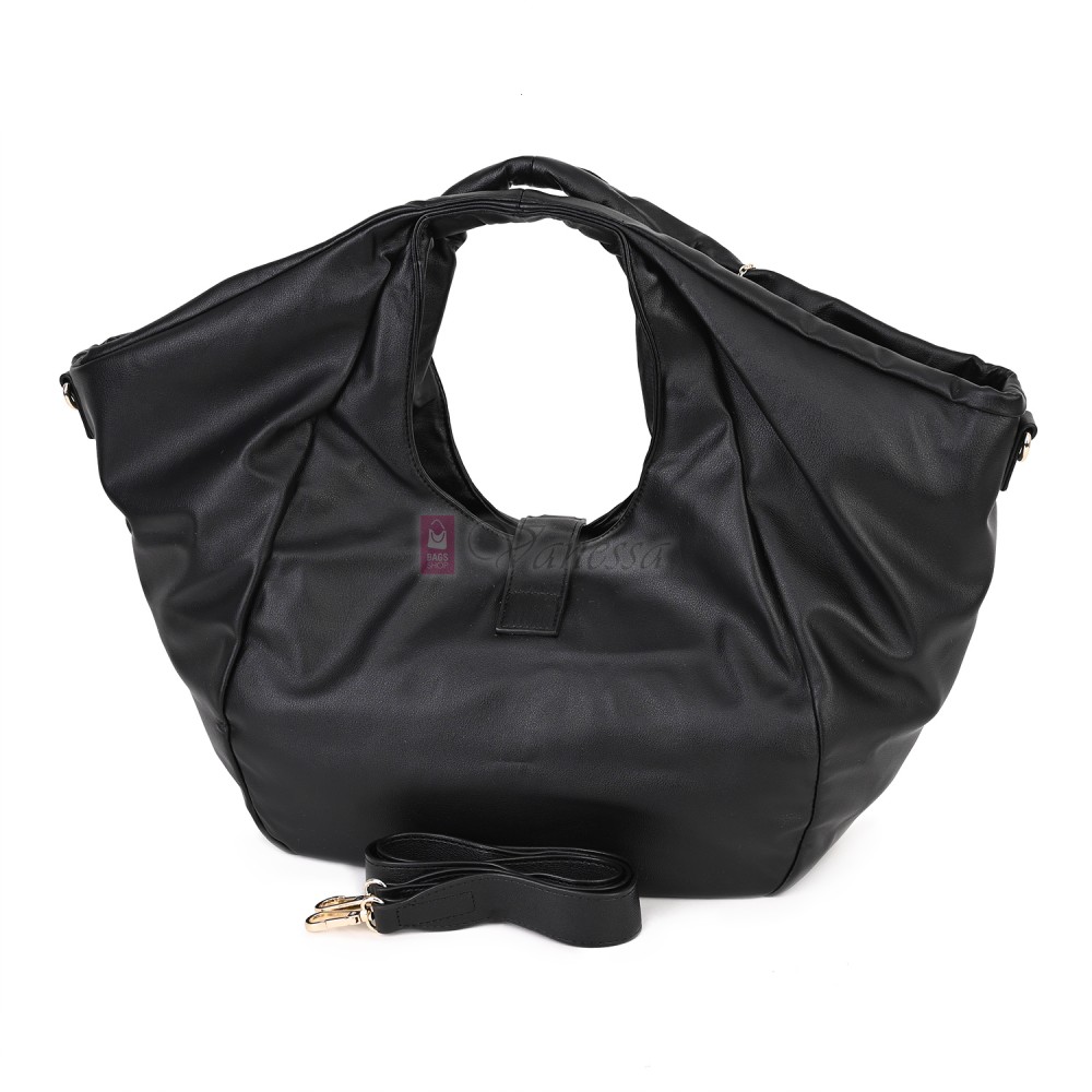 Голяма дамска чанта, от висококачествена еко кожа, в черен цвят. Код: 0319