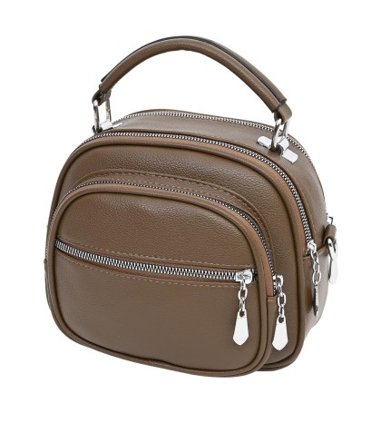  Дамска чанта от висококачествена еко кожа в тъмнокафяв цвят. Код: 041