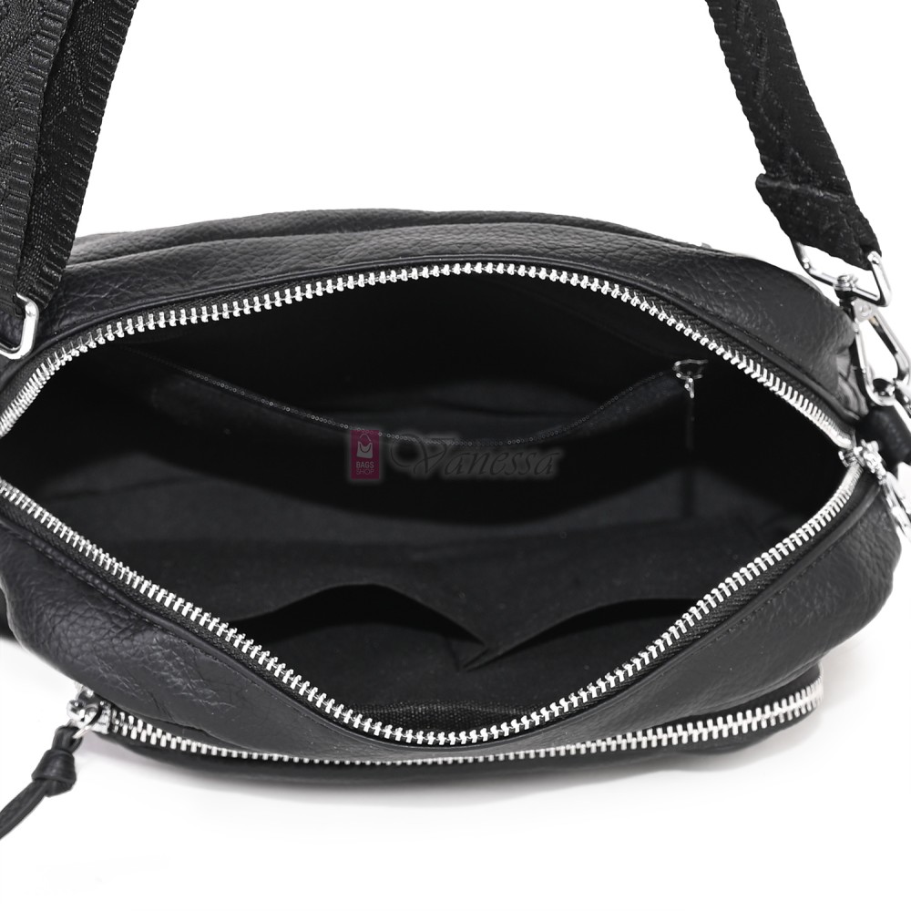  Дамска чанта от екологична кожа в черен цвят. Код: H058-2