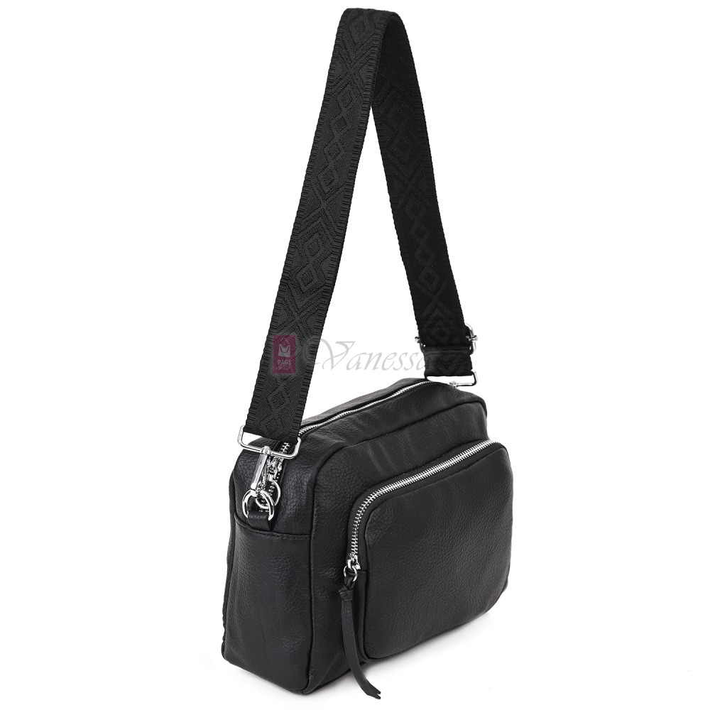  Дамска чанта от екологична кожа в черен цвят. Код: H058-2