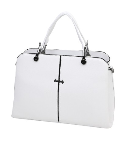 Дамска чанта от висококачествена еко кожа в бял цвят Код: T05B
