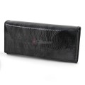 Голямо дамско портмоне, от лачена естествена кожа, в черен цвят. КОД: CS0807