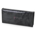 Голямо дамско портмоне, от лачена естествена кожа, в черен цвят. КОД: CS0807