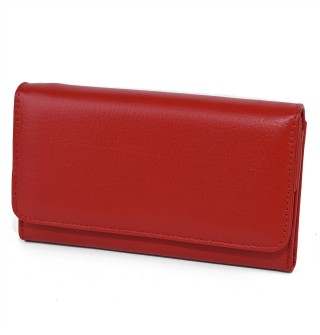  Дамско портмоне от естествена кожа в червен цвят. КОД: 1001