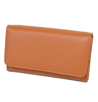  Дамско портмоне от естествена кожа в оранжев цвят. КОД: 1001