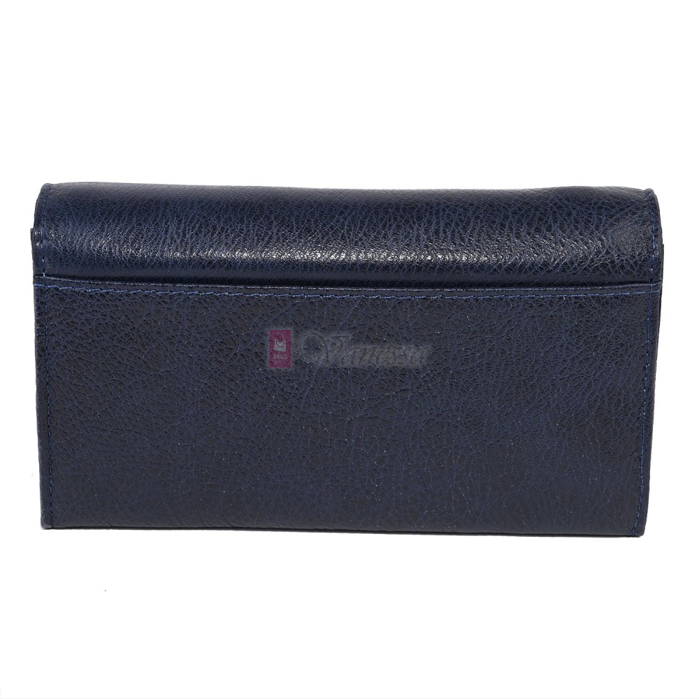  Дамско портмоне от естествена кожа в тъмносин цвят. КОД: 1001