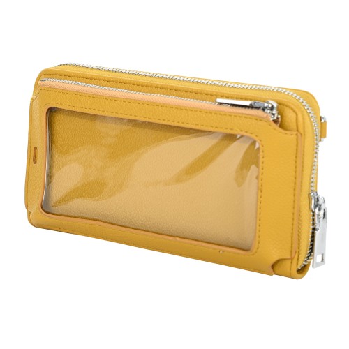 Голямо дамско портмоне/чанта от еко кожа в жълт цвят. Код: CO106