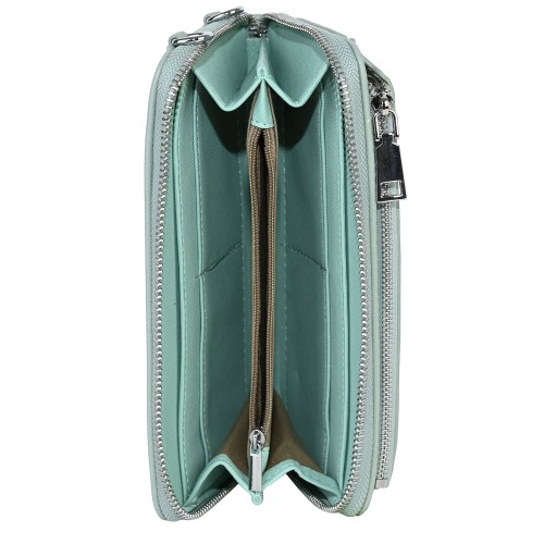 Голямо дамско портмоне/чанта от еко кожа в светлозелен цвят. Код: CO106