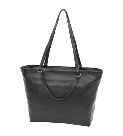 Дамска чанта от естествена кожа в тъмнозелен цвят. Код: 1083