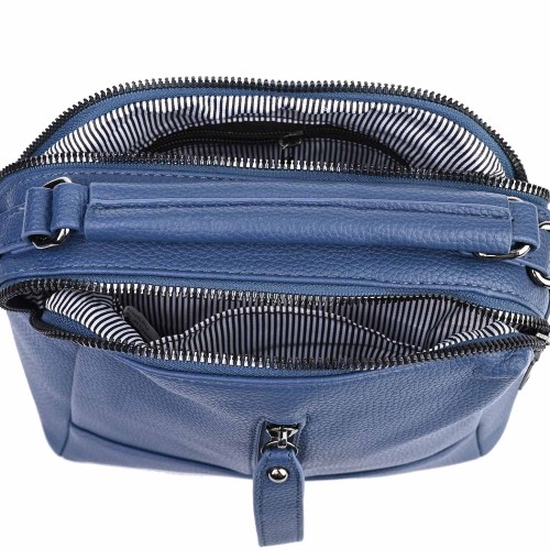 Дамска ежедневна чанта от висококачествена екологична кожа в син цвят Код: 1093