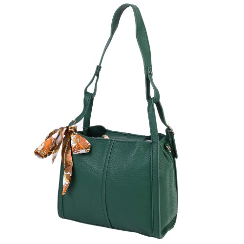 Дамска ежедневна чанта от еко кожа в тъмнозелен цвят. КОД  1173