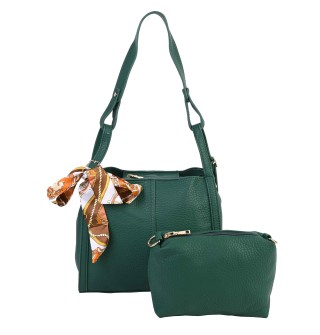 Дамска ежедневна чанта от еко кожа в зелен цвят. КОД  1173