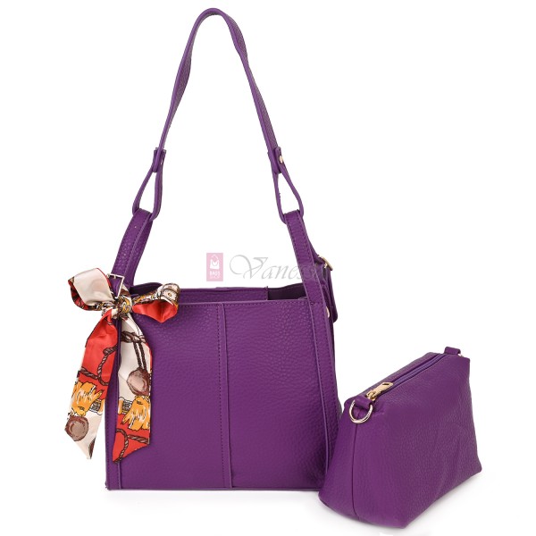 Дамска ежедневна чанта от еко кожа в лилав цвят. КОД  1173