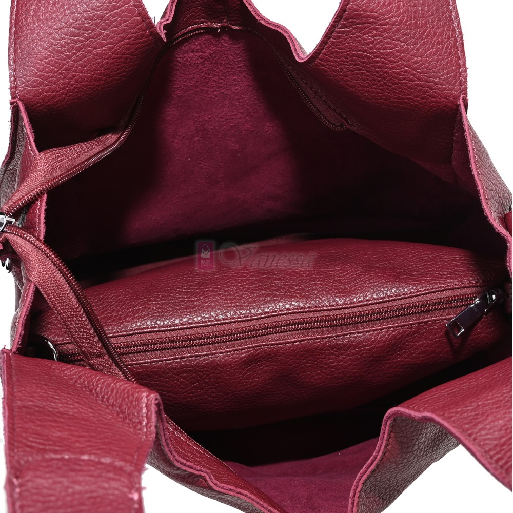 Голяма дамска чанта от еко кожа в цвят бордо. Код: 1388