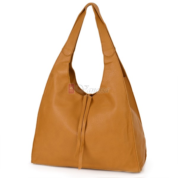 Голяма дамска чанта от еко кожа в жълт цвят. Код: 1388