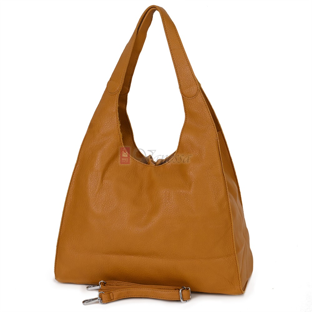 Голяма дамска чанта от еко кожа в жълт цвят. Код: 1388