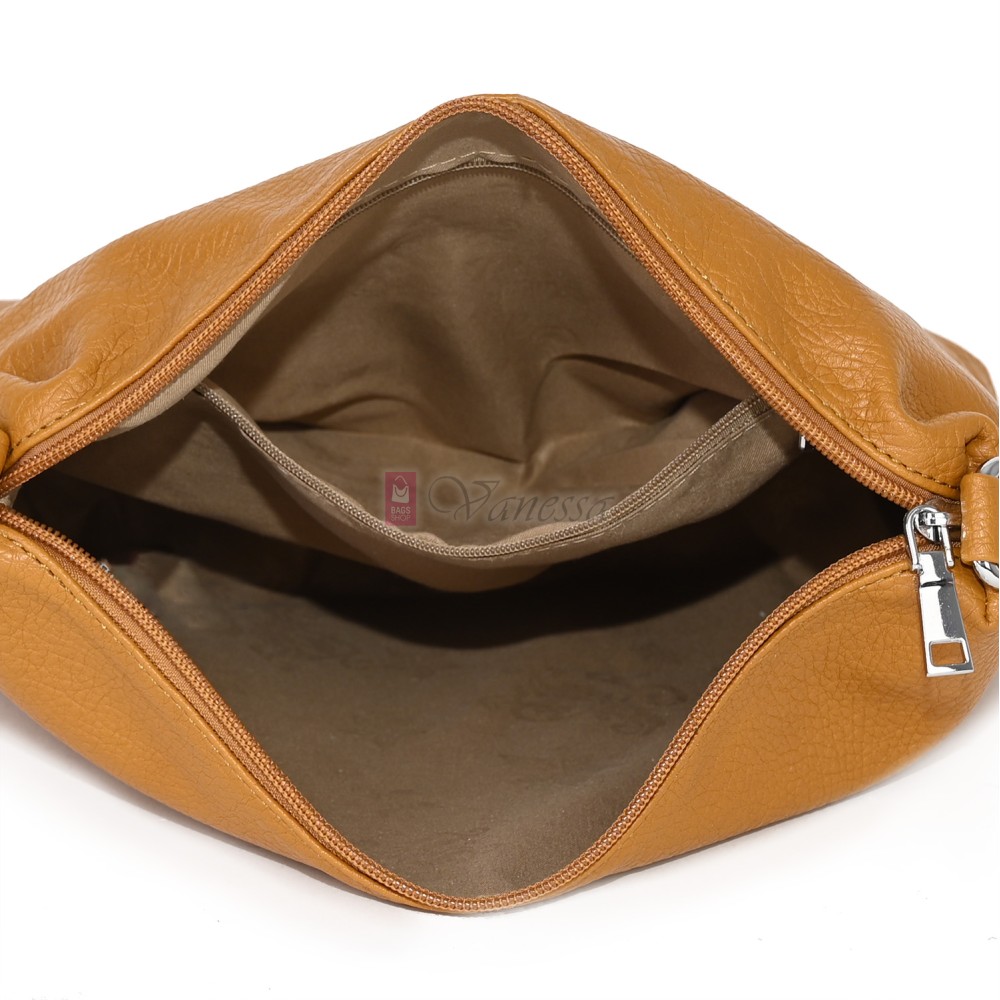 Голяма дамска чанта от еко кожа в жълт цвят. Код: 1388