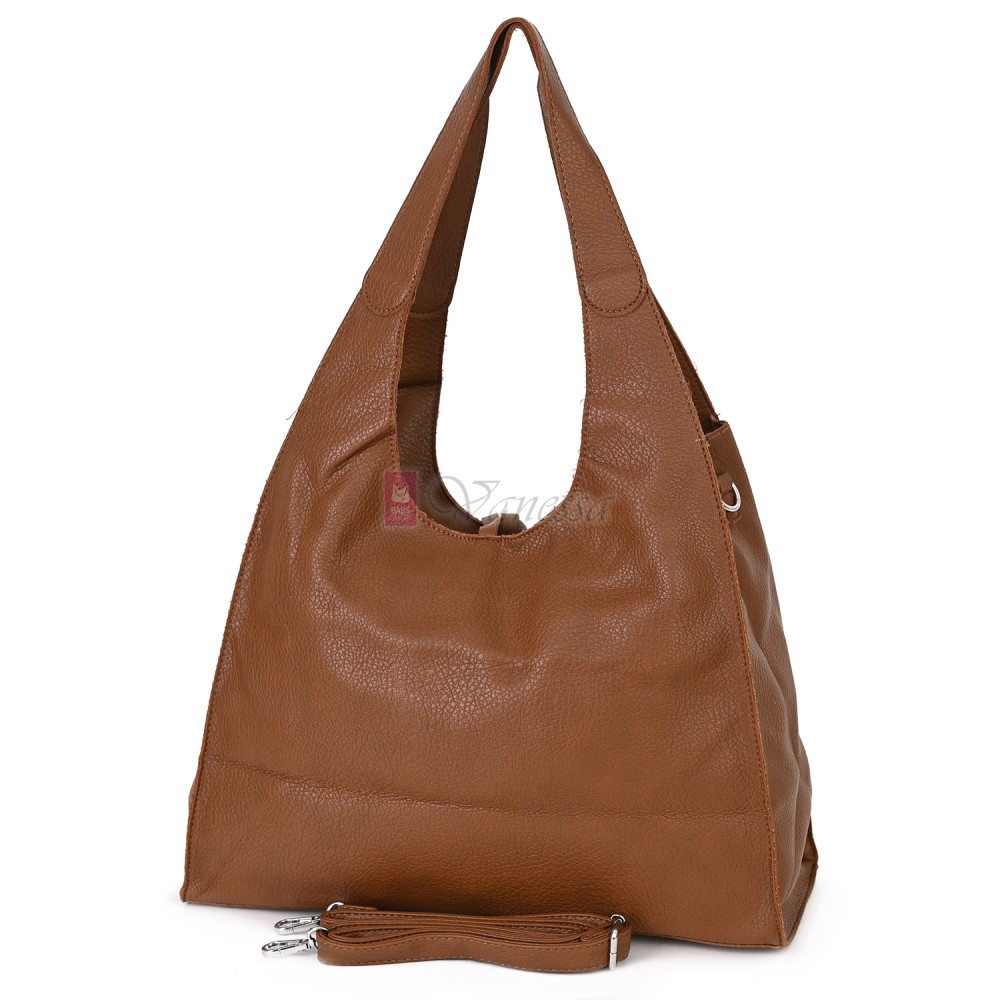 Голяма дамска чанта от еко кожа в кафяв цвят. Код: 1388