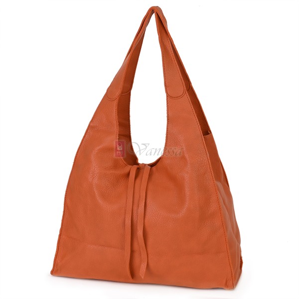 Голяма дамска чанта от еко кожа в оранжев цвят. Код: 1388