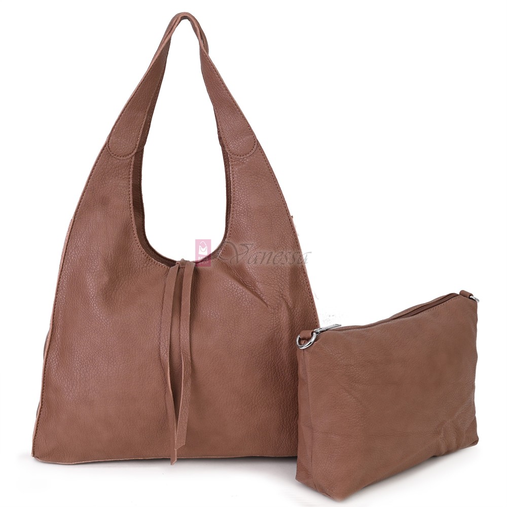 Голяма дамска чанта от еко кожа в розов цвят. Код: 1388