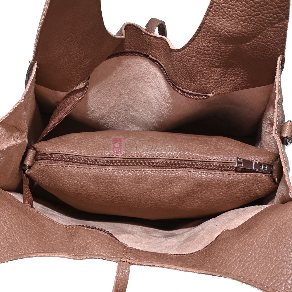 Голяма дамска чанта от еко кожа в розов цвят. Код: 1388