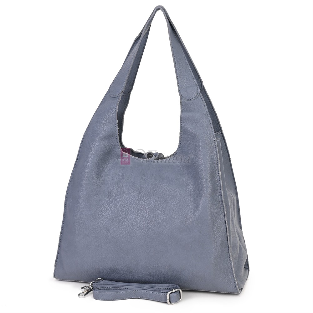 Голяма дамска чанта от еко кожа в син цвят. Код: 1388