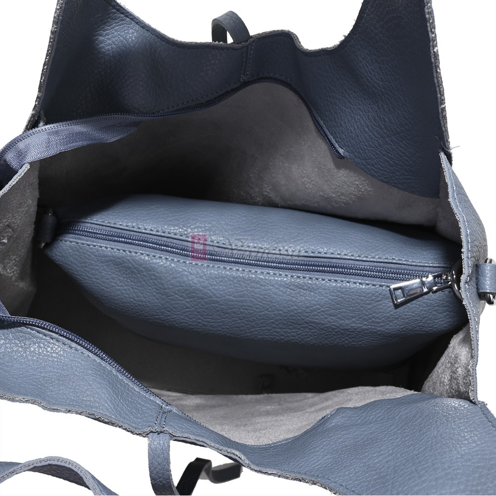 Голяма дамска чанта от еко кожа в син цвят. Код: 1388