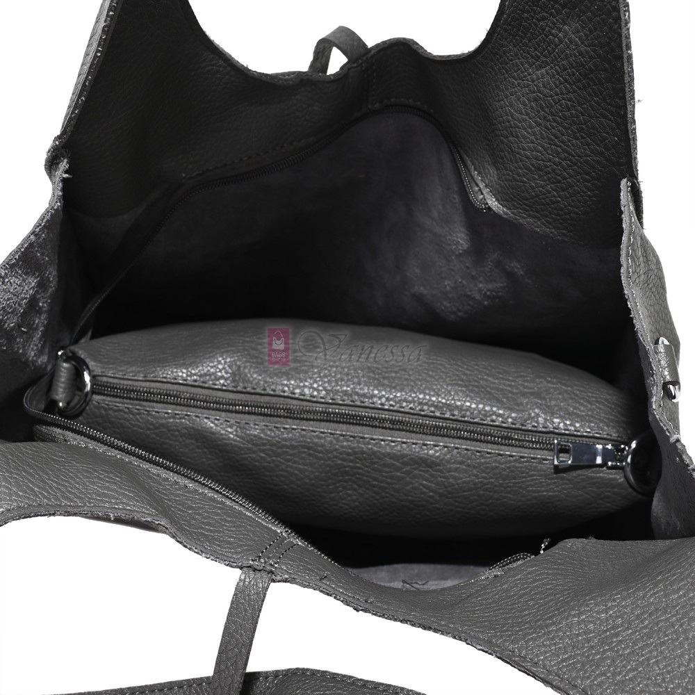 Голяма дамска чанта от еко кожа в сив цвят. Код: 1388