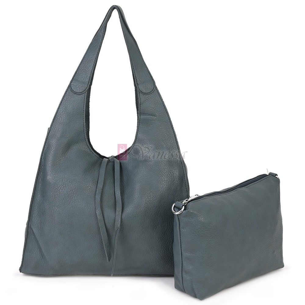 Голяма дамска чанта от еко кожа в цвят тюркоаз. Код: 1388