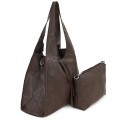 Голяма дамска чанта от еко кожа в тъмнокафяв цвят. Код: 1388