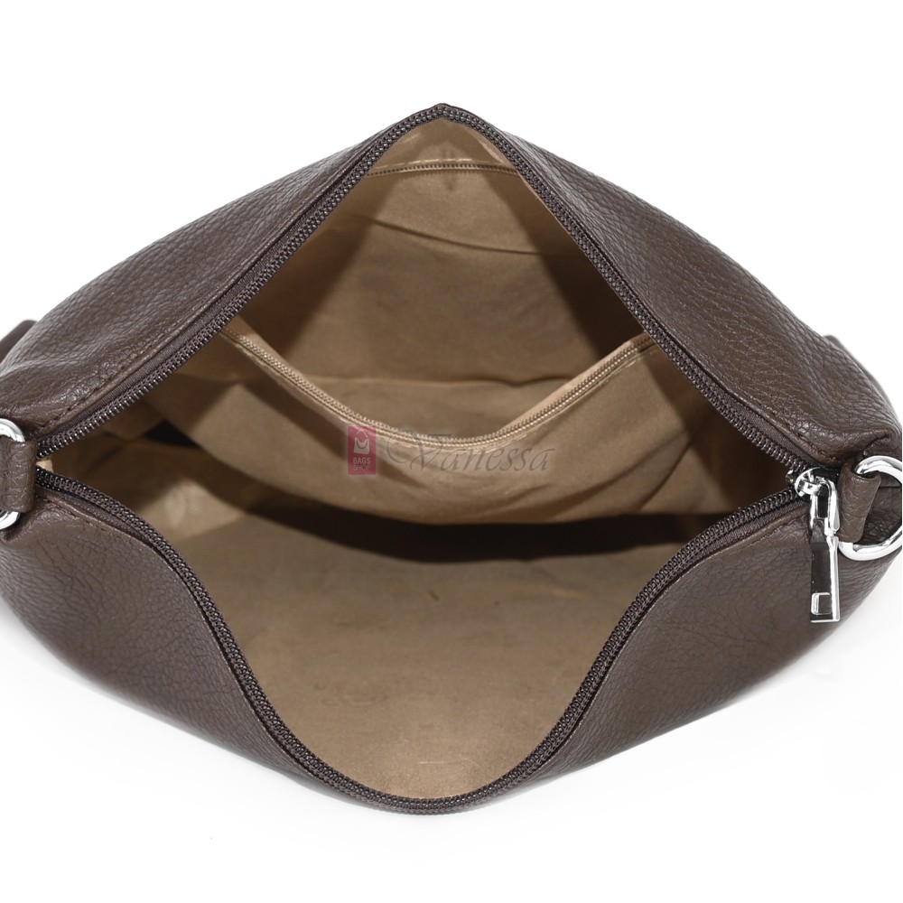 Голяма дамска чанта от еко кожа в тъмнокафяв цвят. Код: 1388