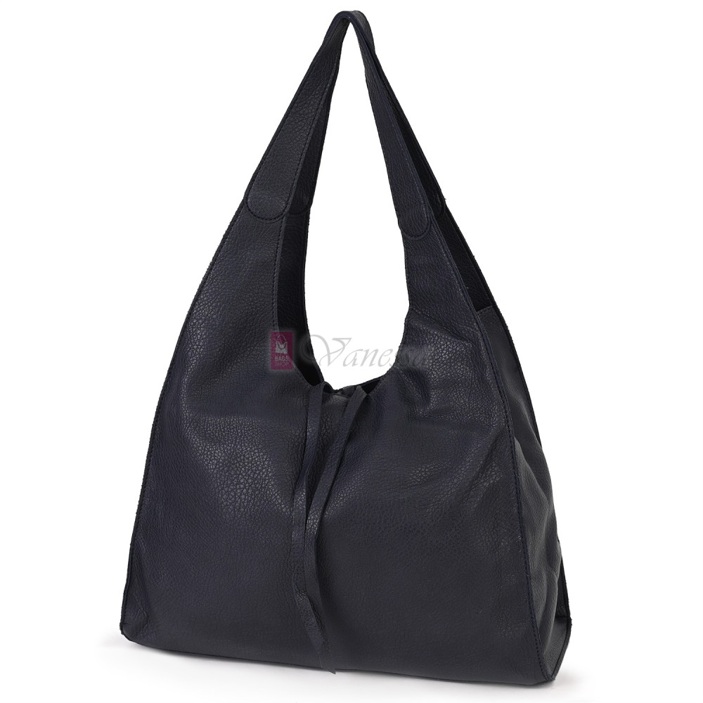 Голяма дамска чанта от еко кожа в тъмносин цвят. Код: 1388