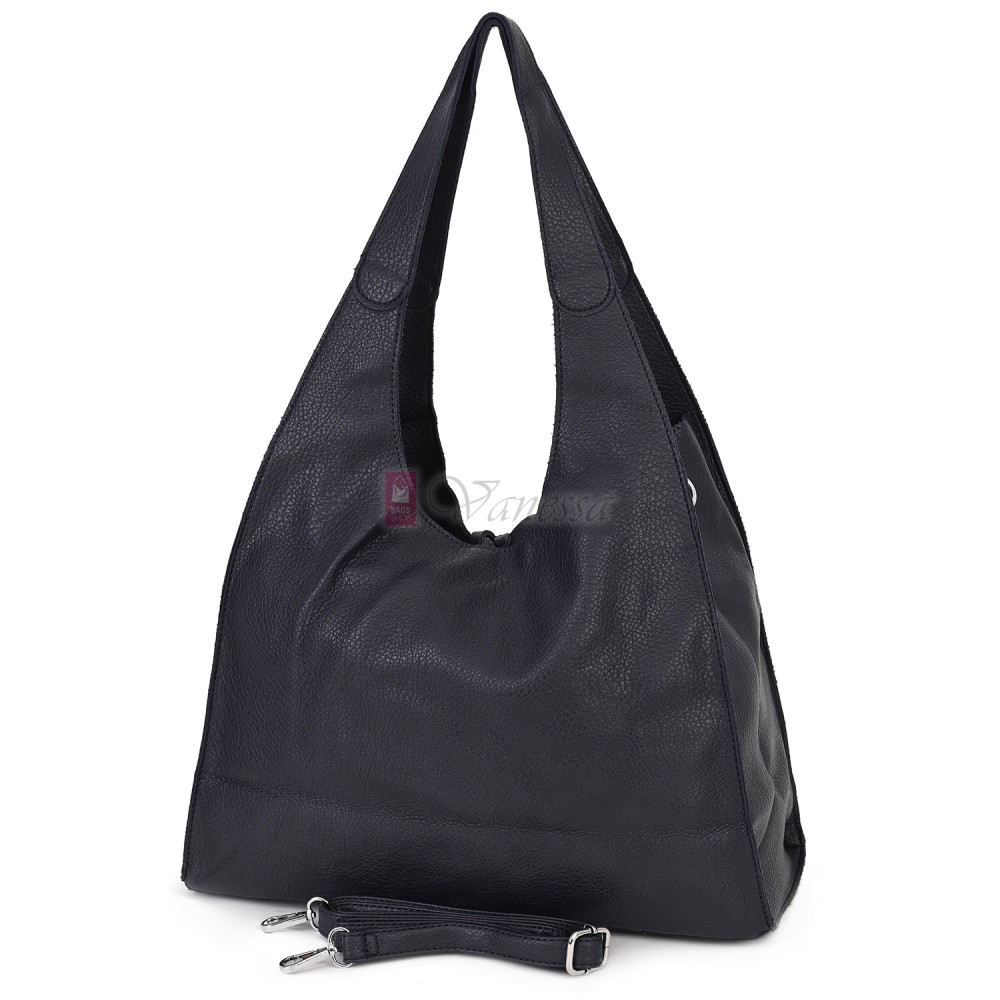 Голяма дамска чанта от еко кожа в тъмносин цвят. Код: 1388