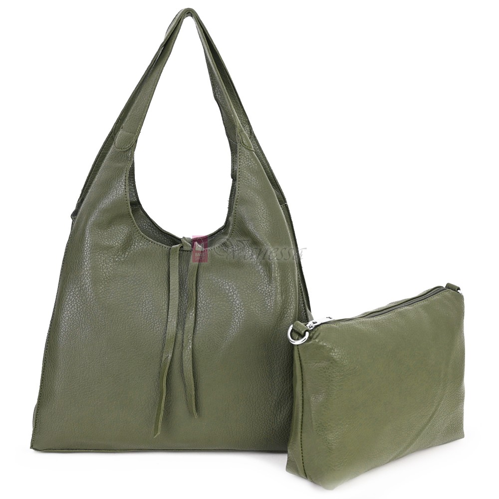 Голяма дамска чанта от еко кожа в светлозелен цвят. Код: 1388