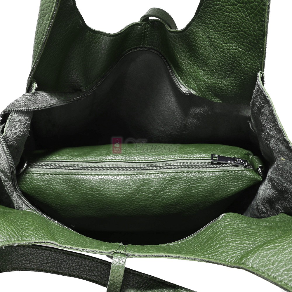 Голяма дамска чанта от еко кожа в светлозелен цвят. Код: 1388