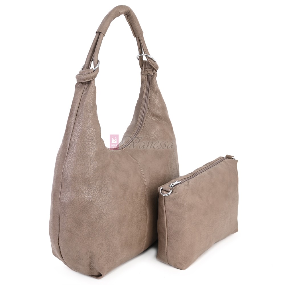 Голяма дамска чанта от еко кожа в бежов цвят. Код: 146-2