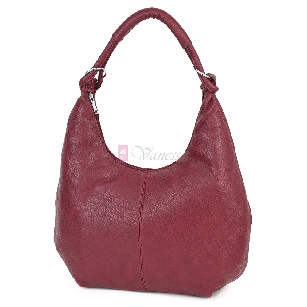 Голяма дамска чанта от еко кожа в цвят бордо. Код: 146-2