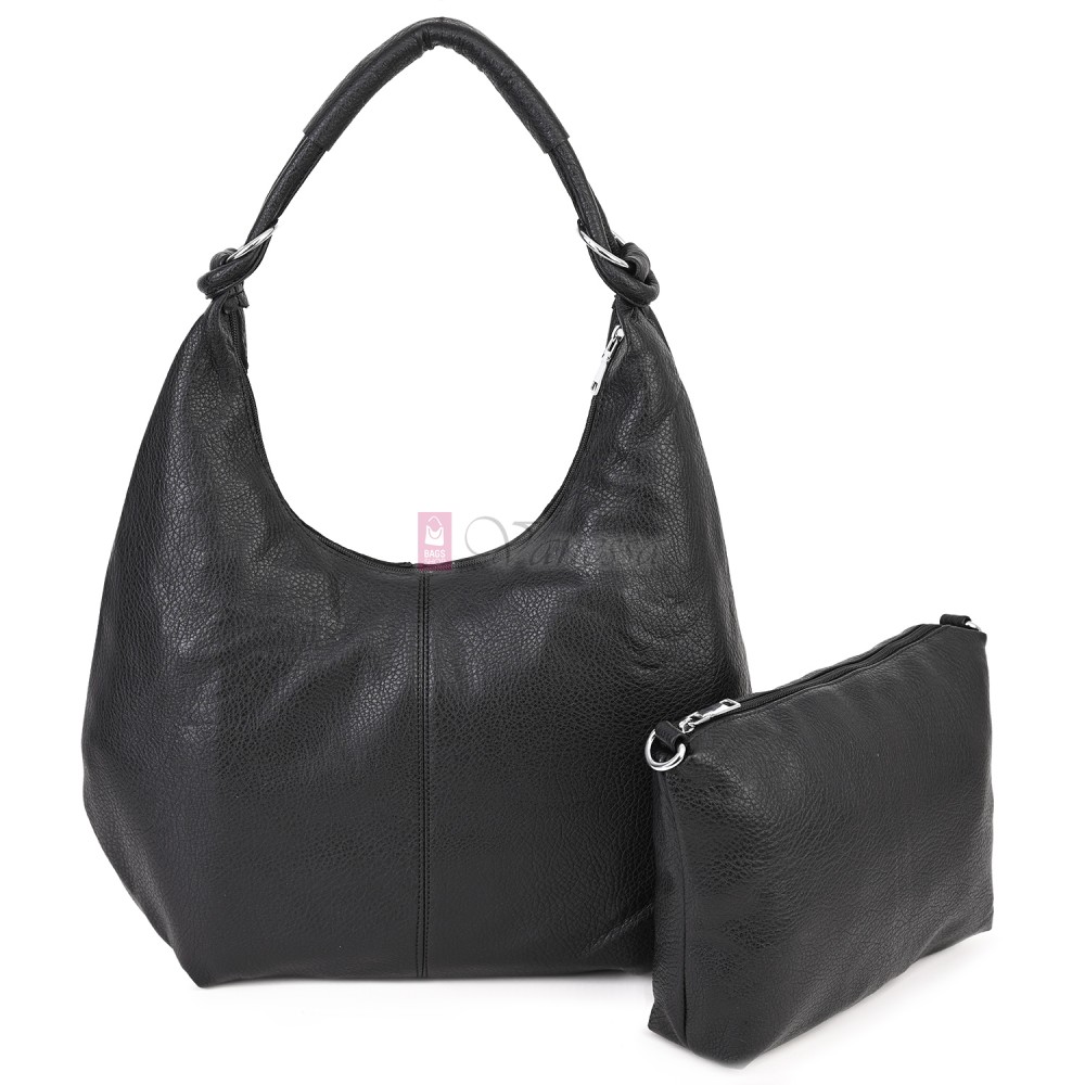 Голяма дамска чанта от еко кожа в черен цвят. Код: 146-2