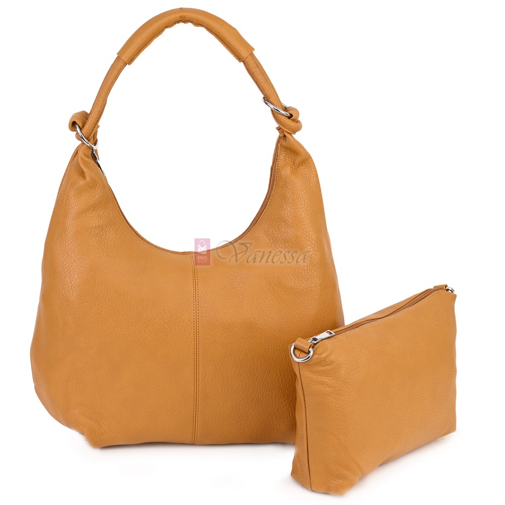 Голяма дамска чанта от еко кожа в жълт цвят. Код: 146-2