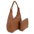 Голяма дамска чанта от еко кожа в кафяв цвят. Код: 146-2