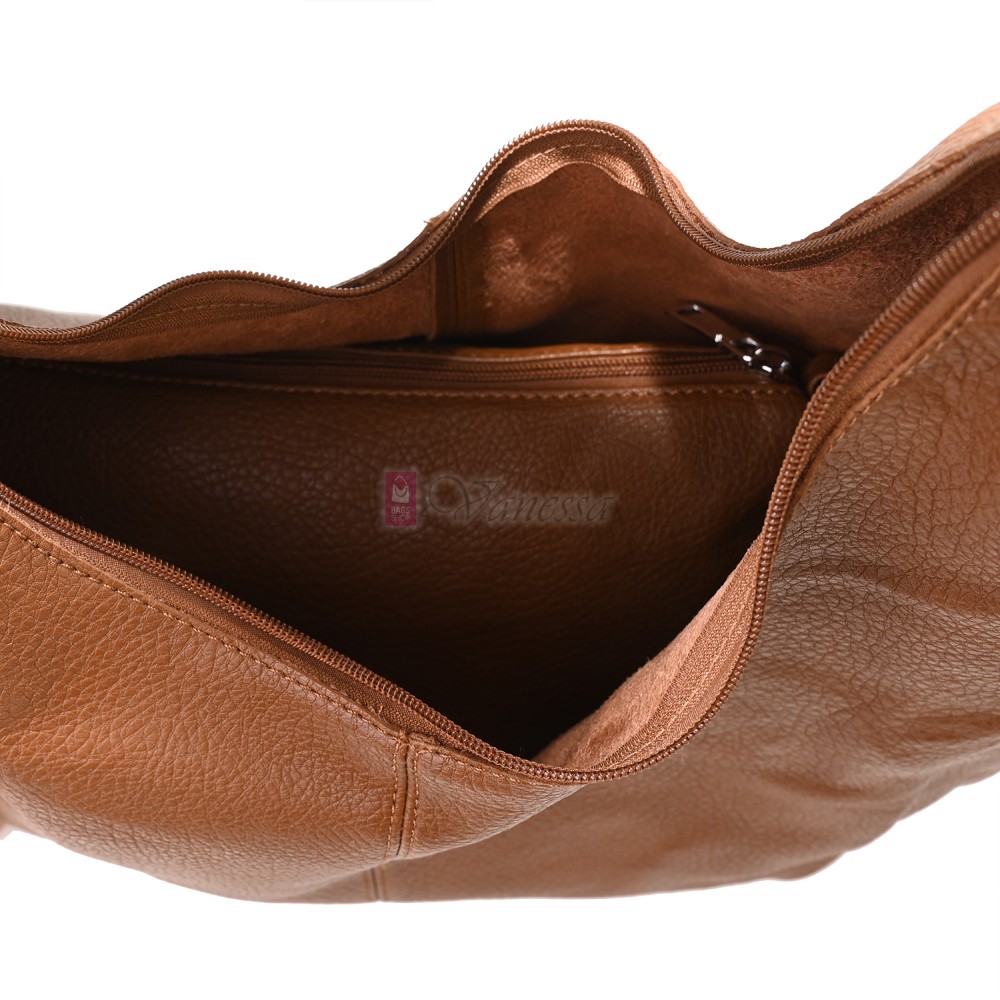 Голяма дамска чанта от еко кожа в кафяв цвят. Код: 146-2